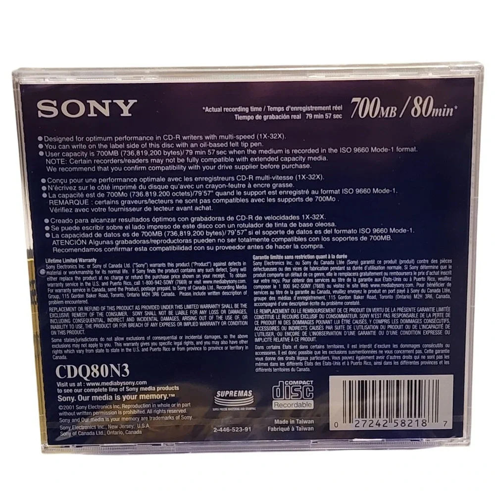 🔥(8) NEW & SEALED! Sony CD-R 700 MB‎ 80 min Slim Jewel Cases Not A Complete Box
